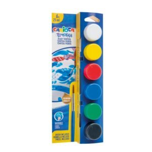 Acuarele tempera Carioca 6 culori x 25 ml + pensulă pe blister
