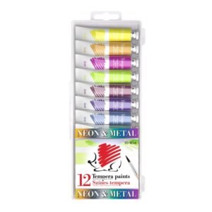Acuarele tempera ICO Arici Neon și Metal 12 ml 12 culori/set